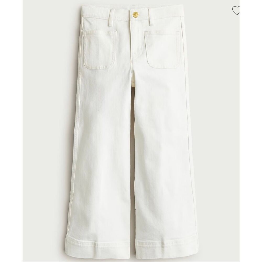 J.Crew Girls' Sailor stretch denim trouser in white  NWT size 5